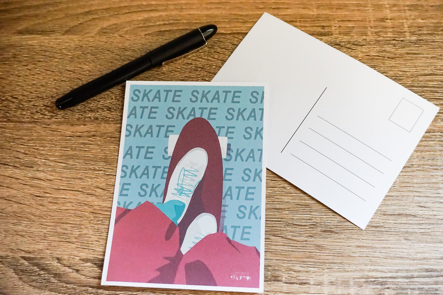 Carte de Skate bleu et bordeaux | Carte Skate | Artiste Sportive