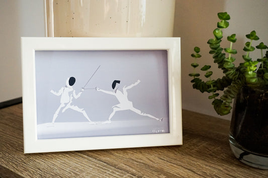 White Fencing Card | Fencing card | Sports Artist