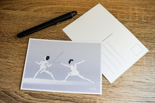 White Fencing Card | Fencing card | Sports Artist