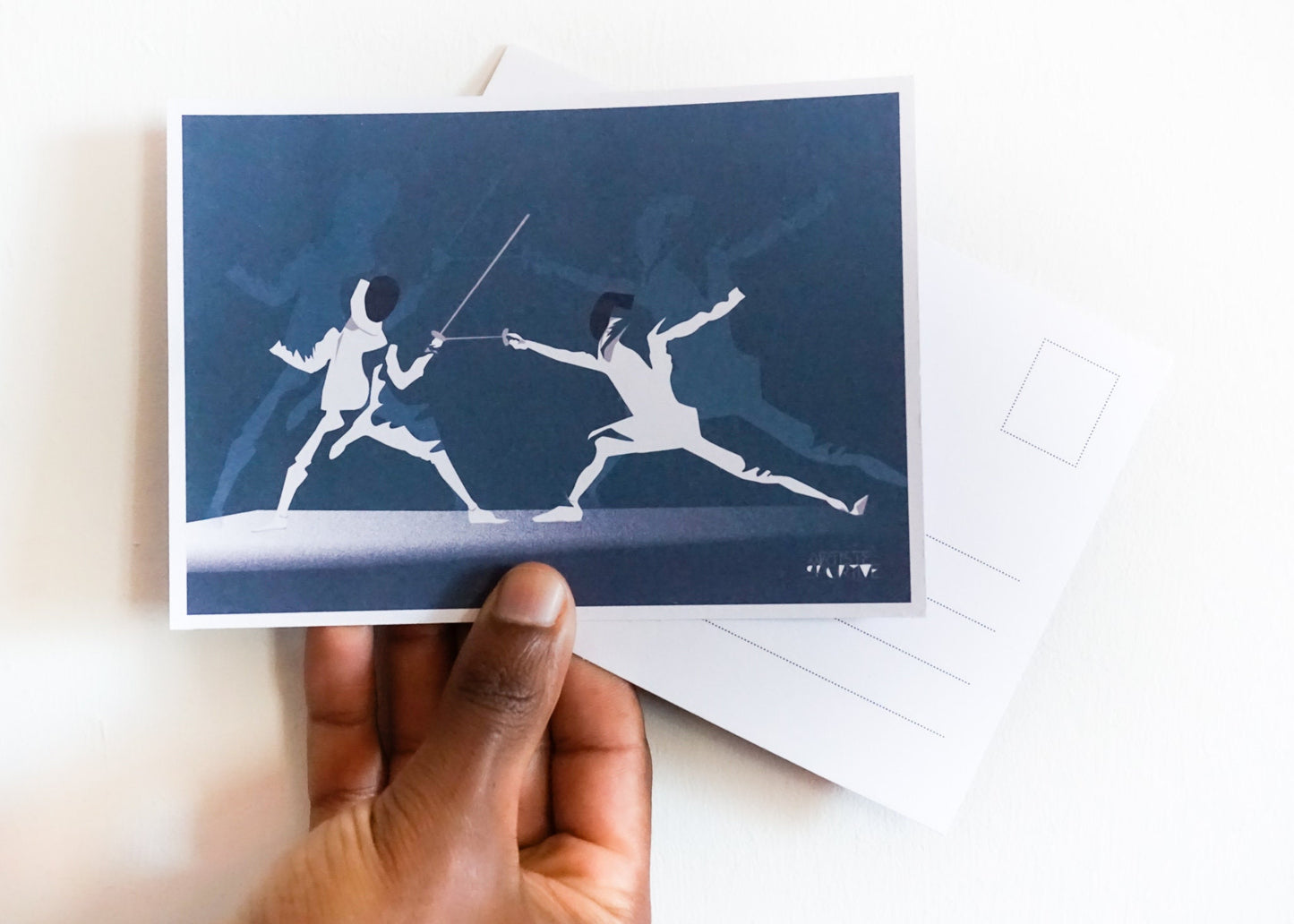 Blue Fencing Card | Fencing card | Sports Artist