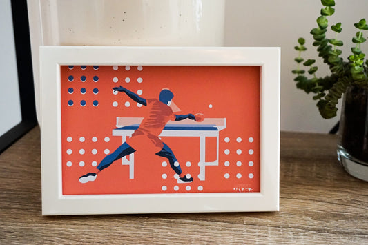 Carte de tennis de table orange | Carte ping pong | Artiste Sportive