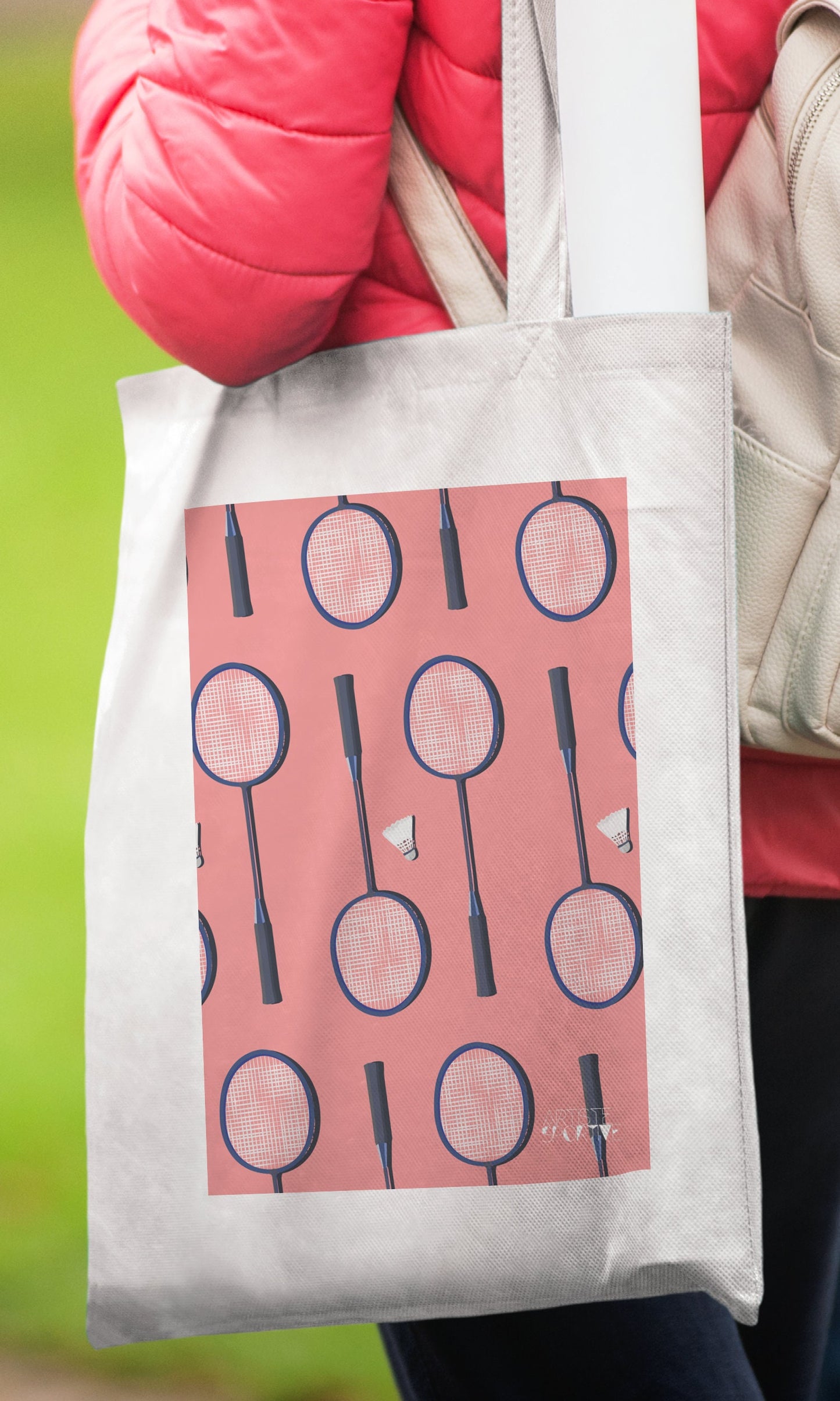 Tote bag or bag “The badminton racket”