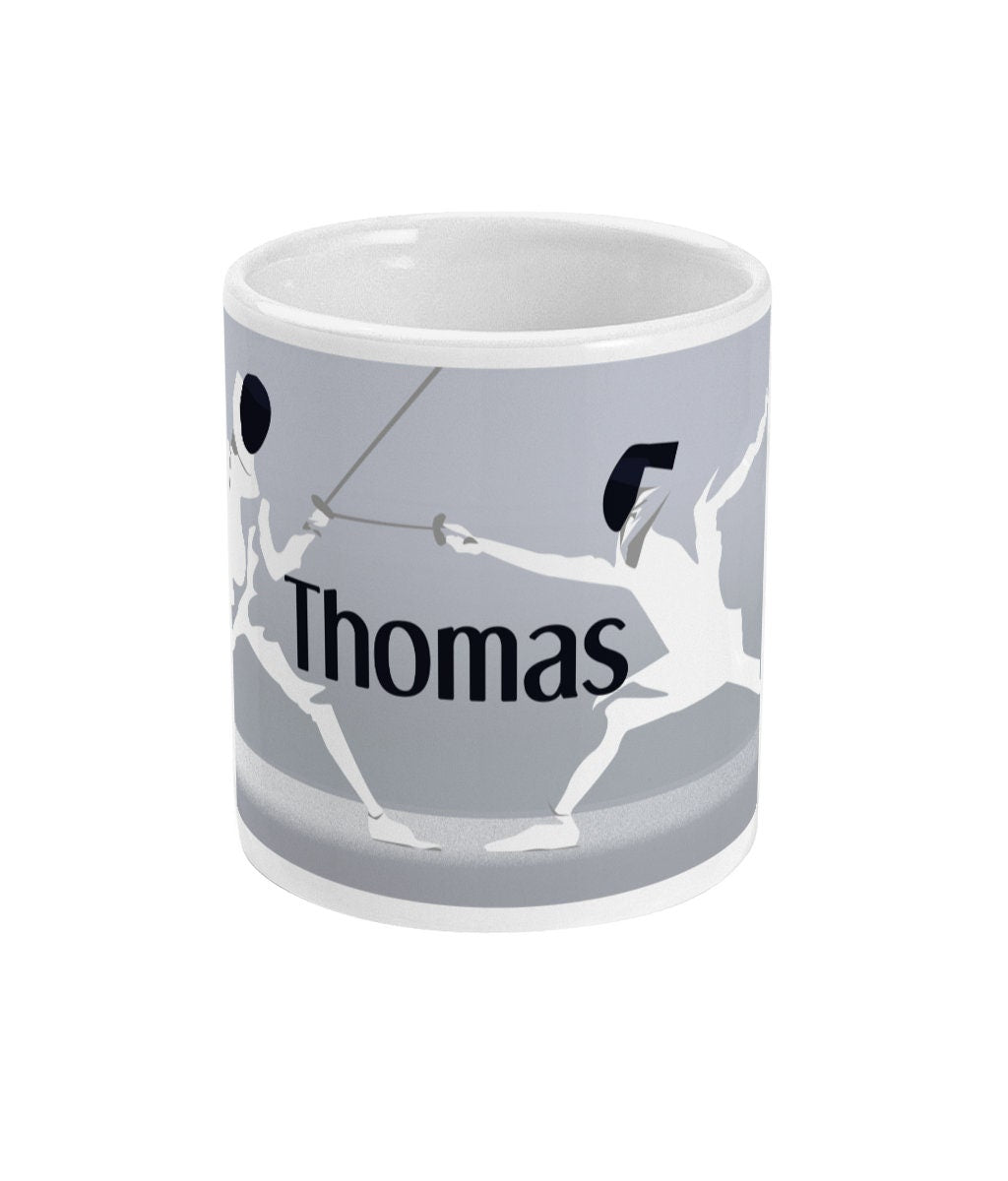 Tasse ou mug "l'escrime en blanc" - Personnalisable