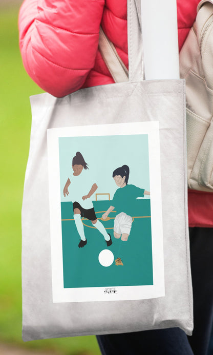 Tote bag or football bag "The two footballers"