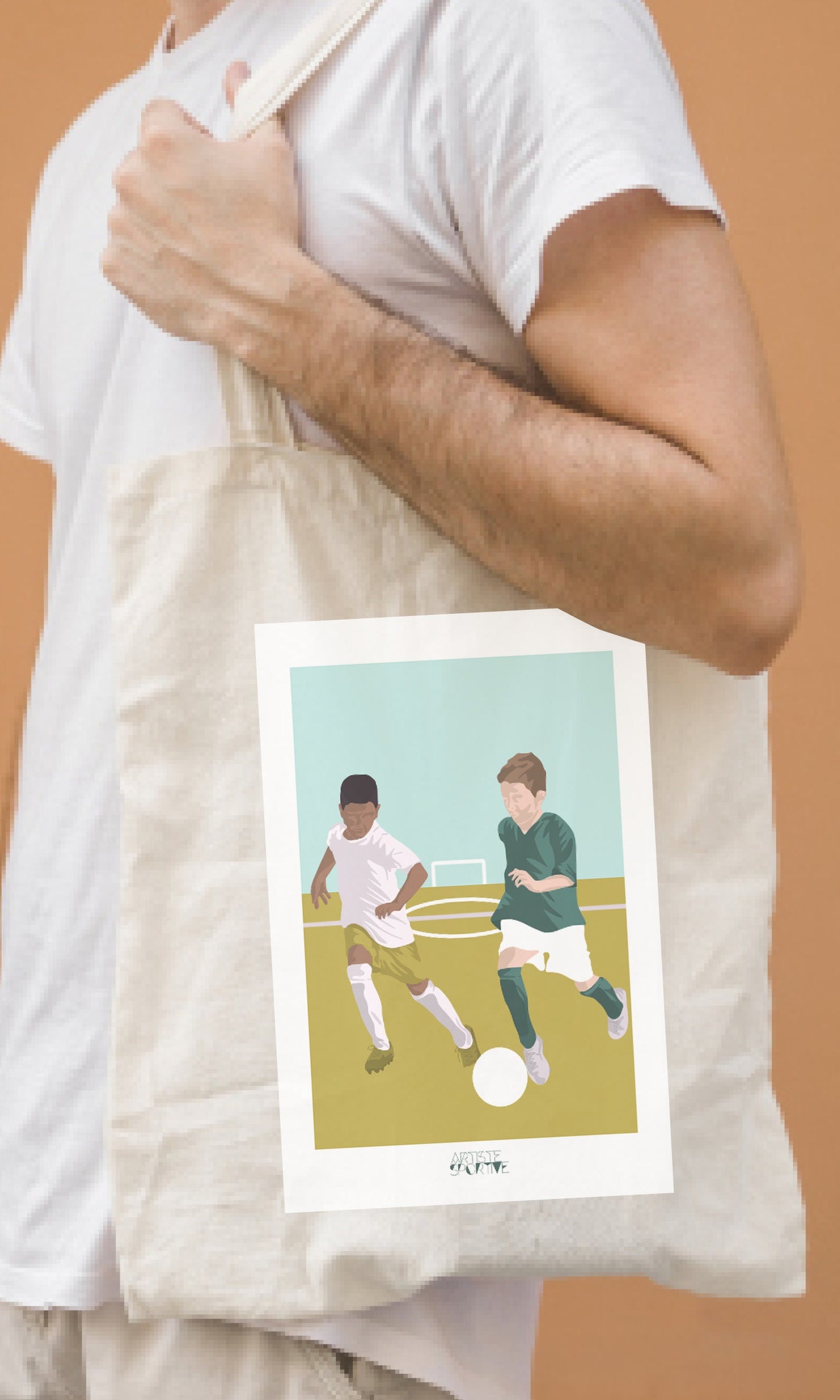 Tote bag ou sac football "Les deux footballeurs" - personnalisable