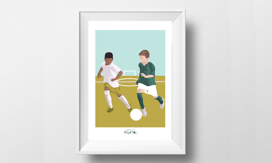 Affiche football "Les deux footballeurs"