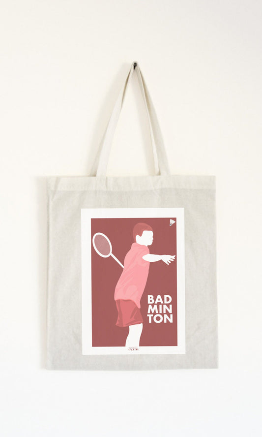 Tote bag ou sac "Joueur garçon de badminton"