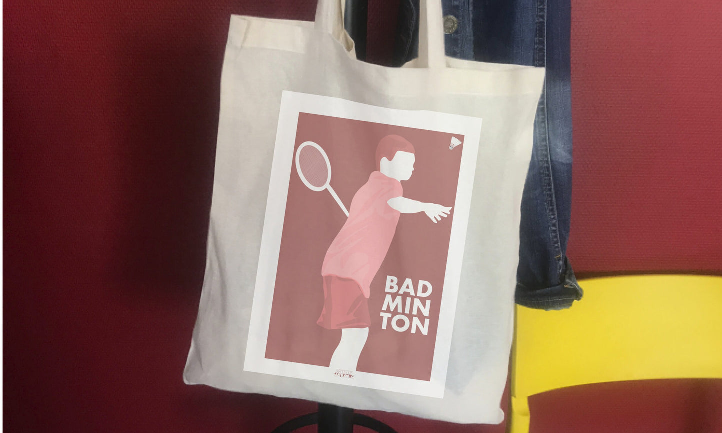 Einkaufstasche oder Tasche „Junge Badmintonspieler“