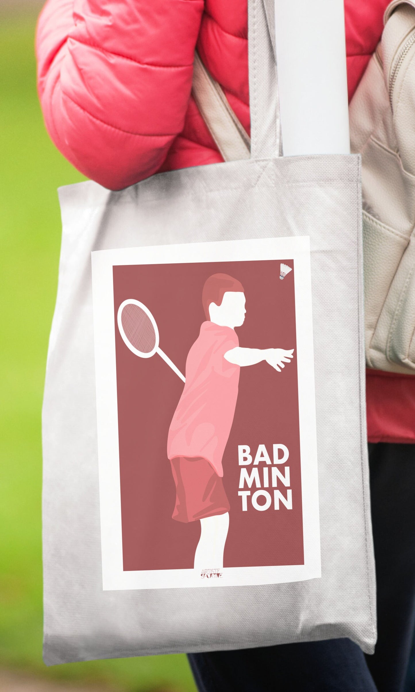 Einkaufstasche oder Tasche „Junge Badmintonspieler“