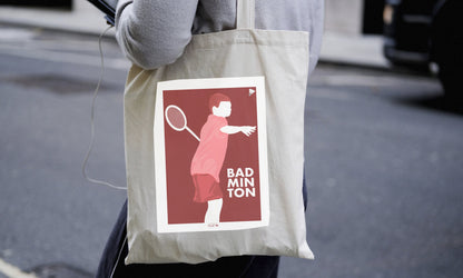 Tote bag ou sac "Joueur garçon de badminton"