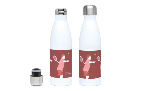 Isolierflasche „Badminton-Junge-Spieler“ – personalisierbar