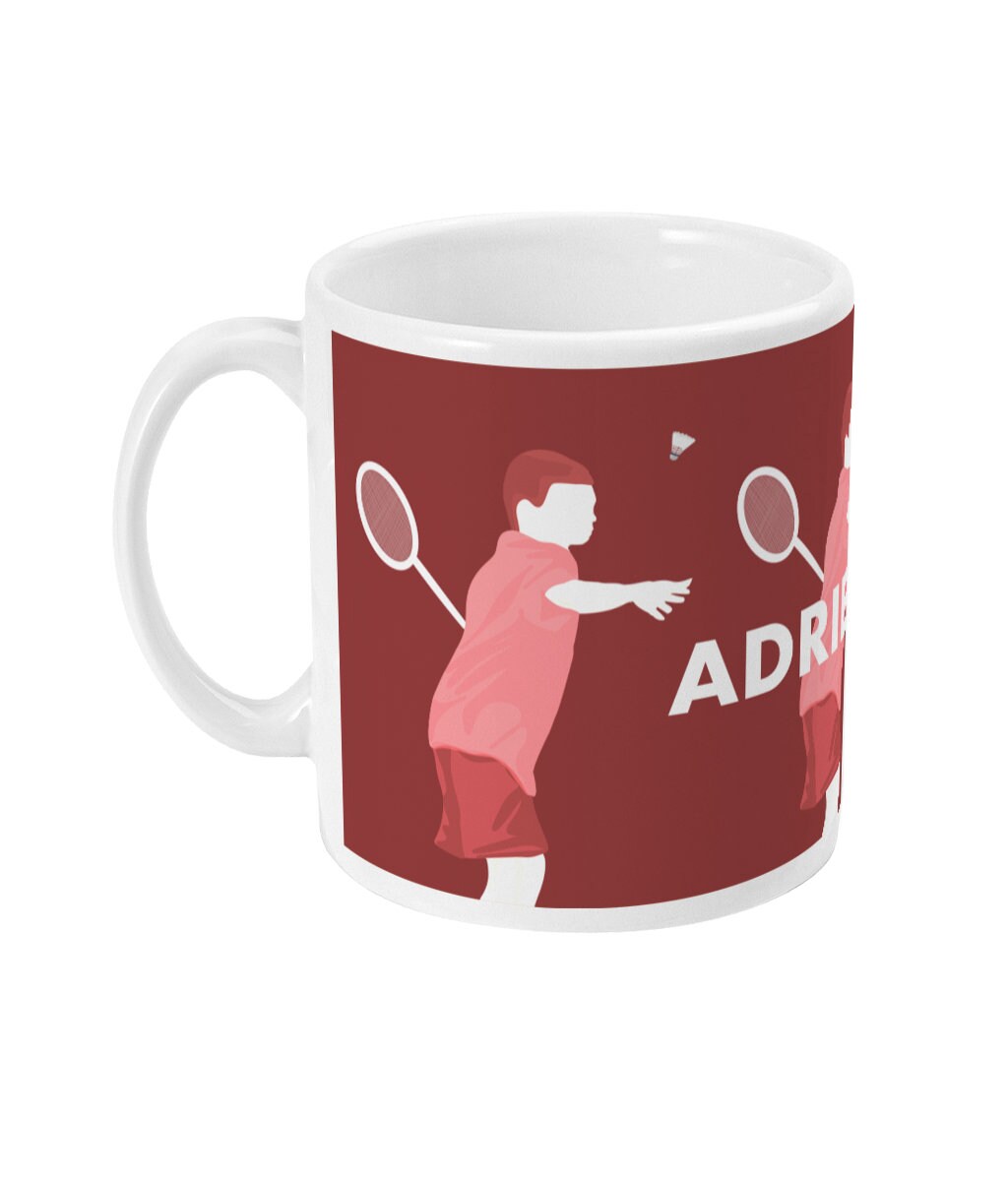 Tasse ou mug "Joueur garçon de badminton" - personnalisable