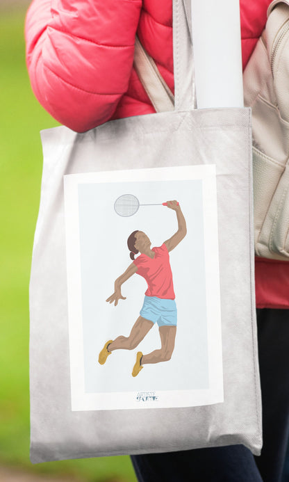 Tote bag ou sac "Joueuse de badminton"