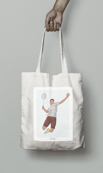 Tote bag "Joueur garçon de badminton" - personnalisable