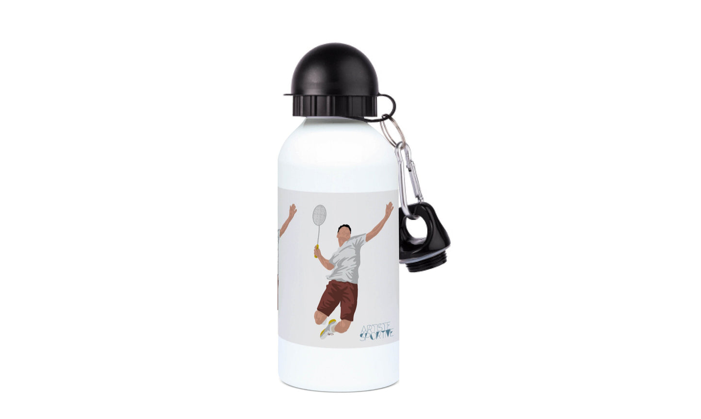 Gourde aluminium "Joueur de badminton" - personnalisable