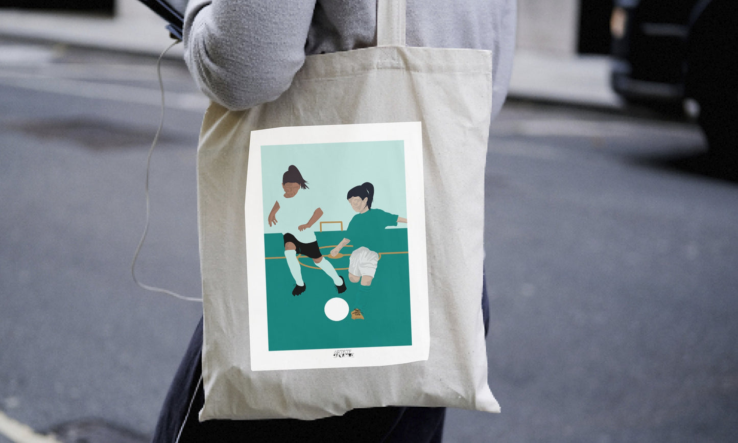 Tote bag or football bag "The two footballers"