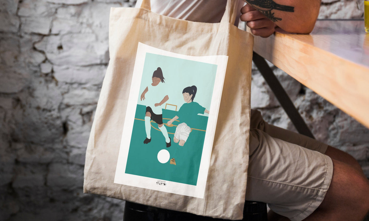 Tote bag or football bag "The two footballers"