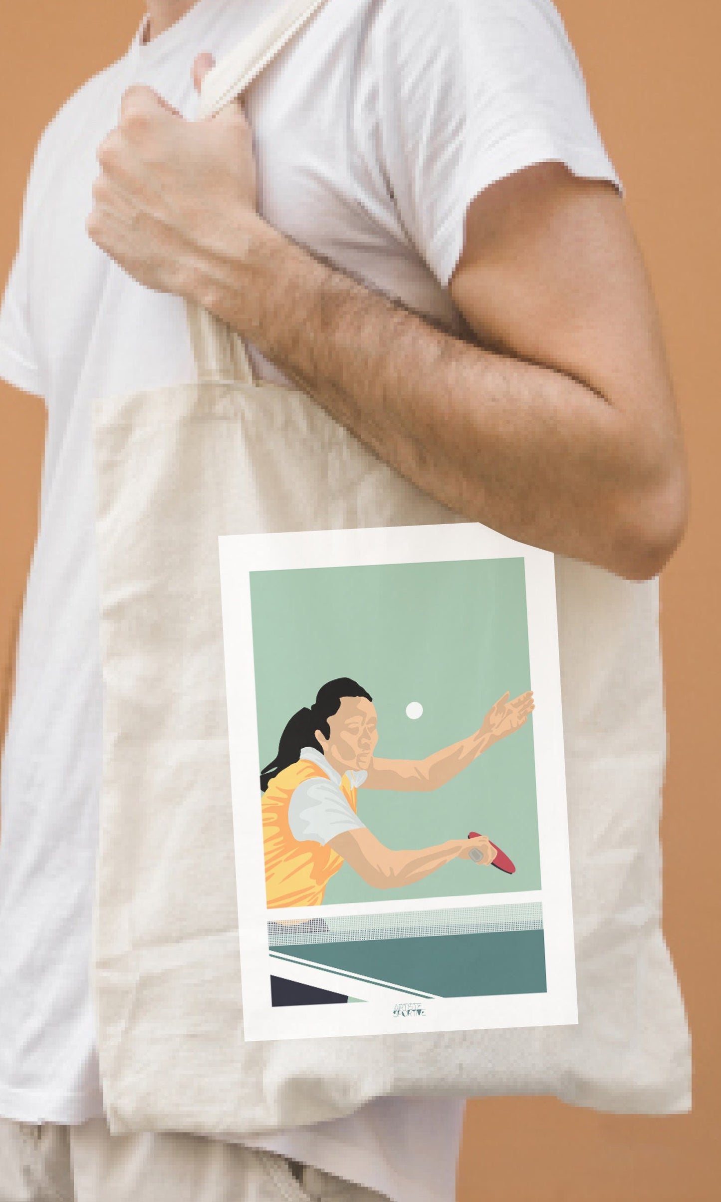 Tote bag ou sac Ping Pong "La pongiste de tennis de table"