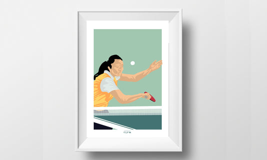 Affiche Ping Pong "La pongiste de tennis de table" - personnalisable