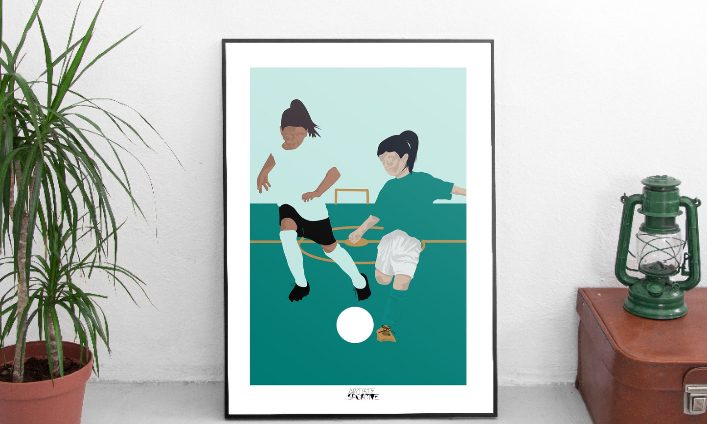 Affiche football "Les deux footballeuses"