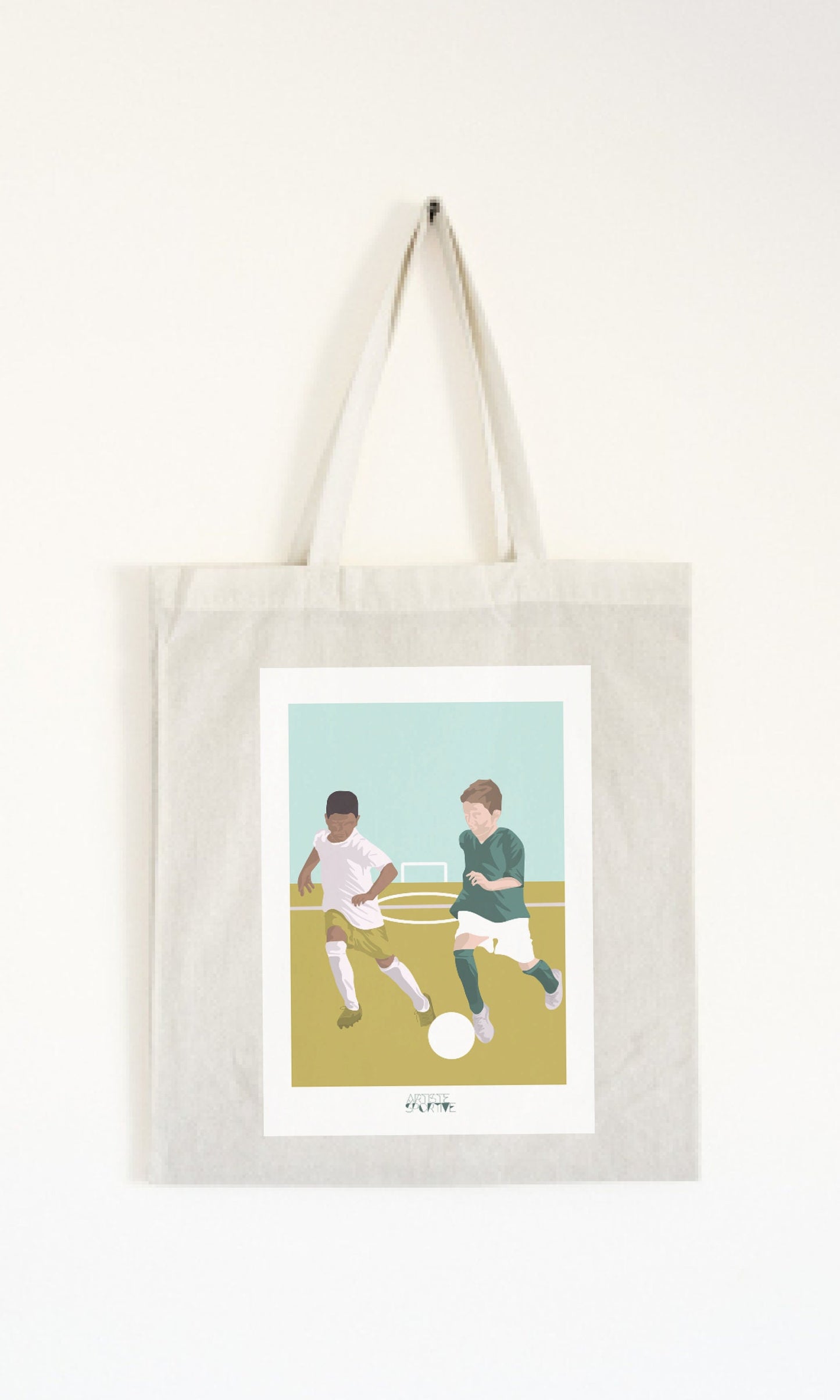 Tote bag ou sac football "Les deux footballeurs" - personnalisable