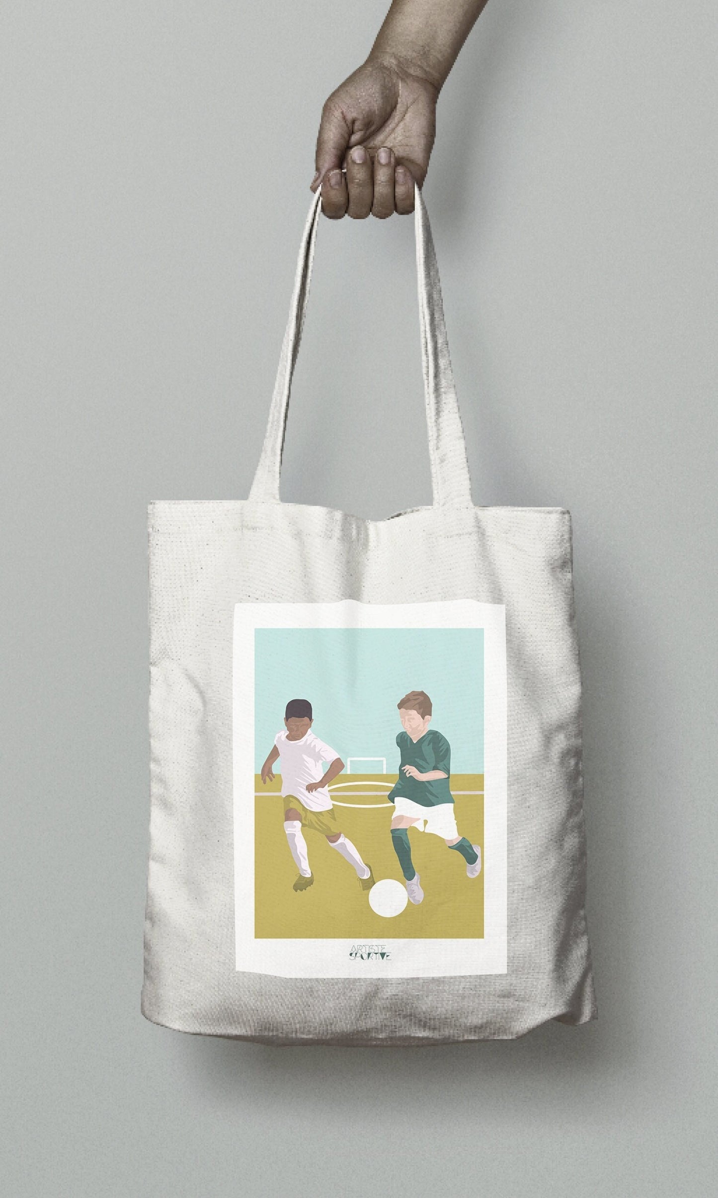 Tote bag ou sac football "Les deux footballeurs" - personnalisable