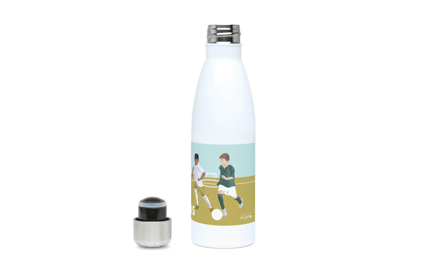 Football insulated bottle "The two footballers" - customizable