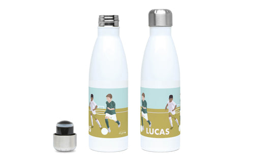 Football insulated bottle "The two footballers" - customizable