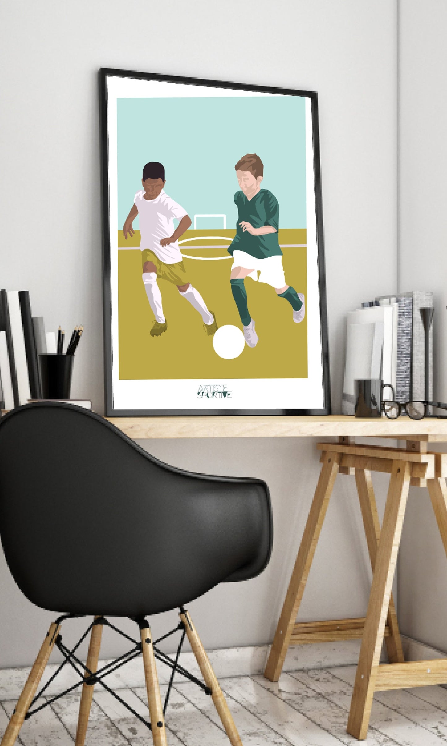 Affiche football "Les deux footballeurs"