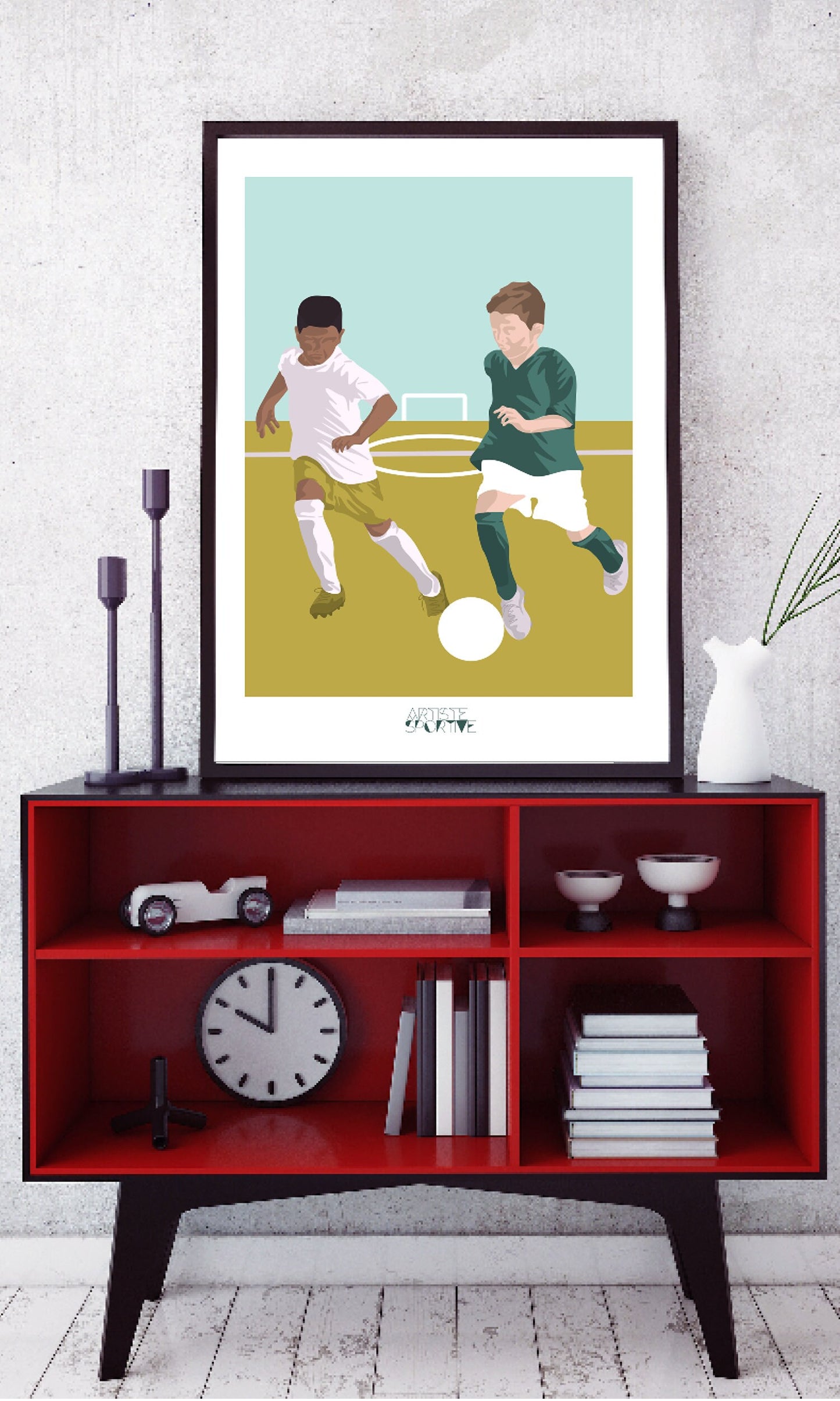 Affiche football "Les deux footballeurs"