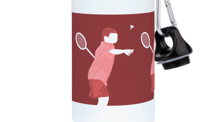 Gourde aluminium "Joueur garçon de badminton" - personnalisable