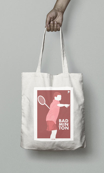 Tote bag ou sac "Joueur garçon de badminton"