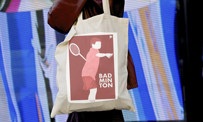 Tote bag ou sac "Joueur garçon de badminton"