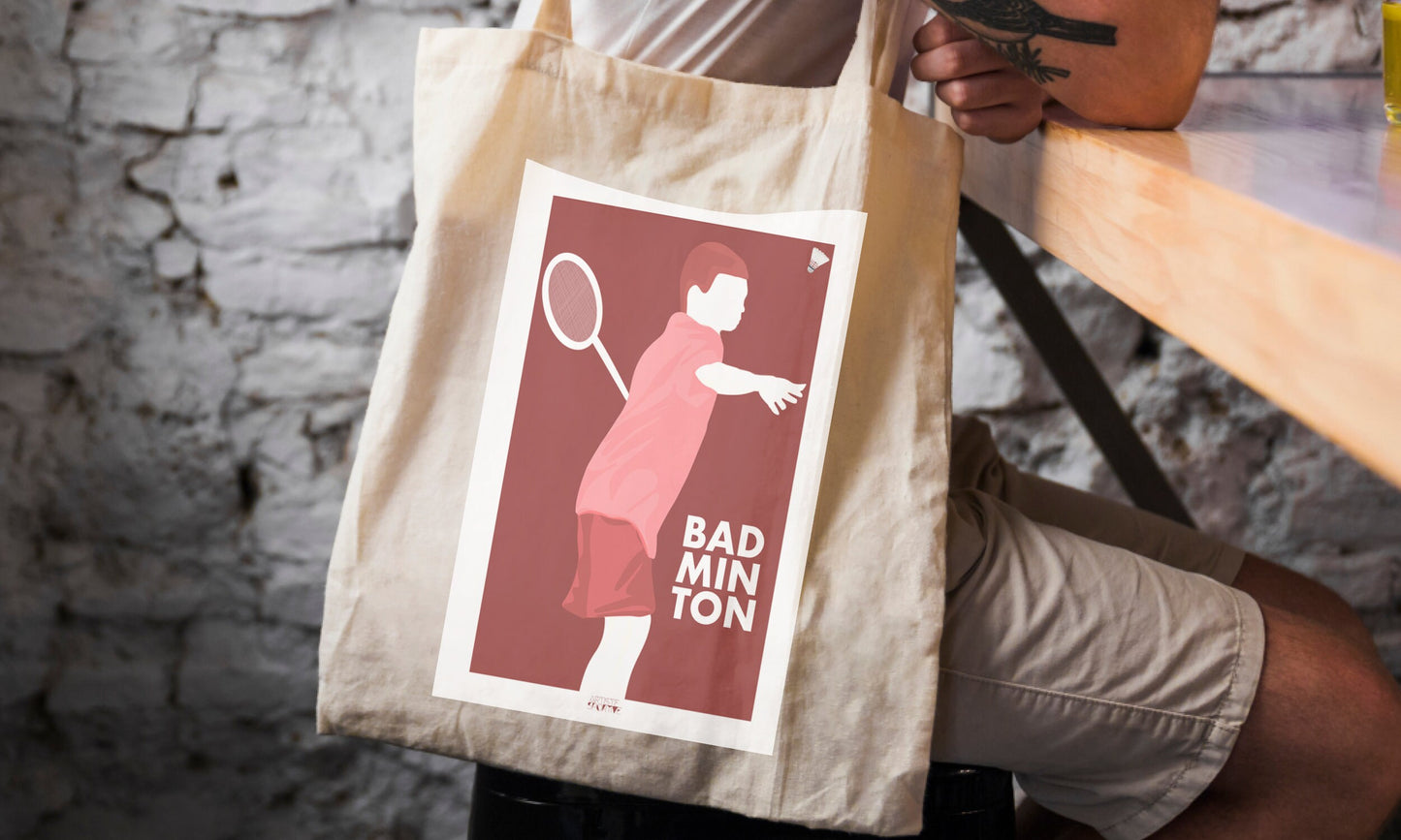 Tote bag ou sac "Joueur garçon de badminton"