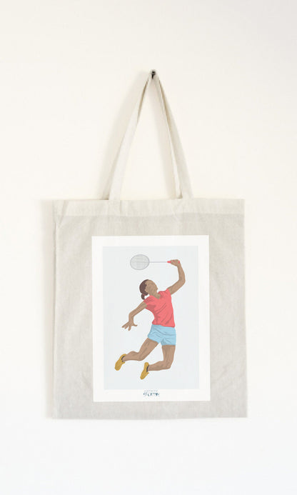 Tote bag ou sac "Joueuse de badminton"