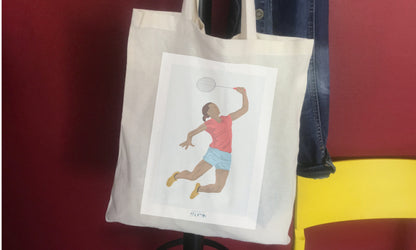 Tote bag ou sac "Joueuse de badminton"