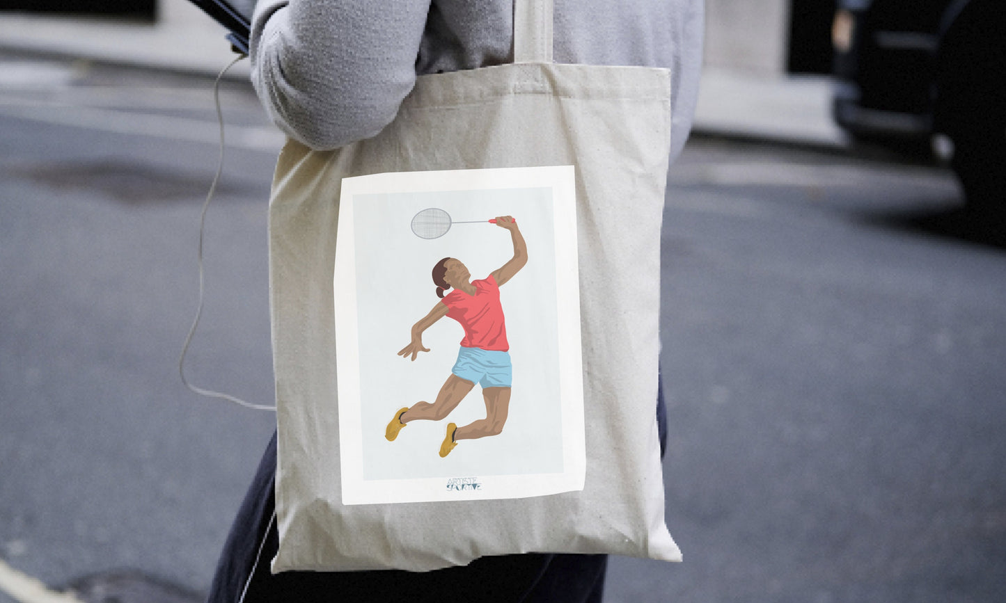 Tote bag ou sac "Joueuse de badminton"