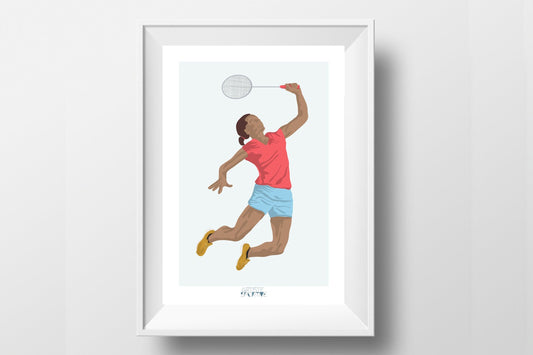 Poster „Badmintonspieler“ – individualisierbar