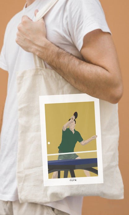 Tote bag ou sac Ping Pong "Le pongiste de tennis de table"