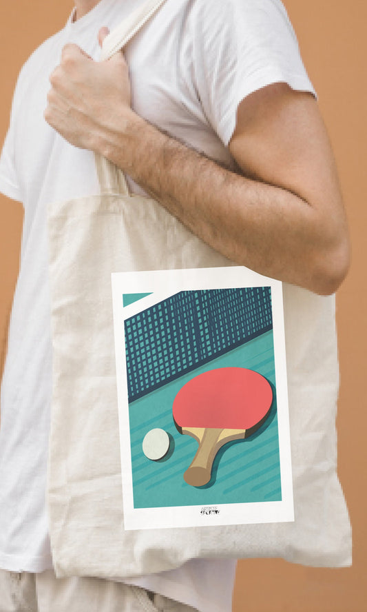 Tote bag or Ping Pong bag "The table tennis racket"