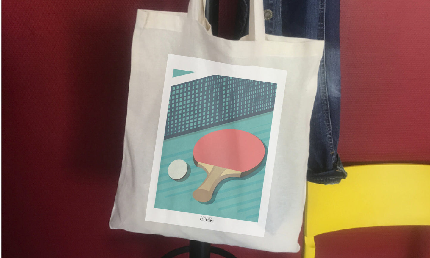 Tote bag ou sac Ping Pong "La raquette de tennis de table"