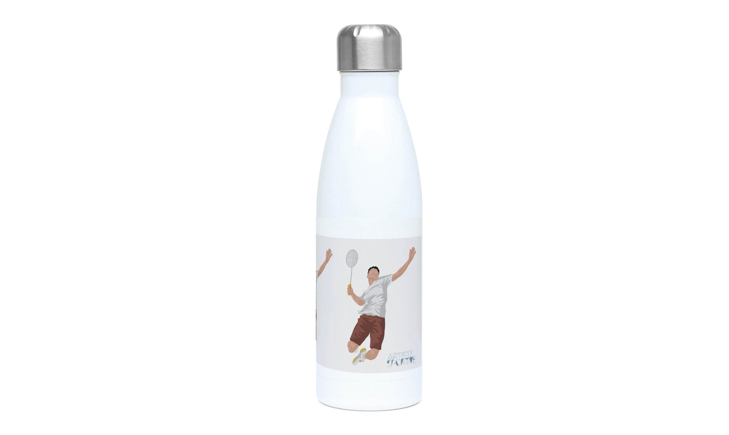 Gourde isotherme "Joueur de badminton" - personnalisable