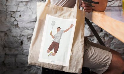 Tote bag "Joueur garçon de badminton" - personnalisable