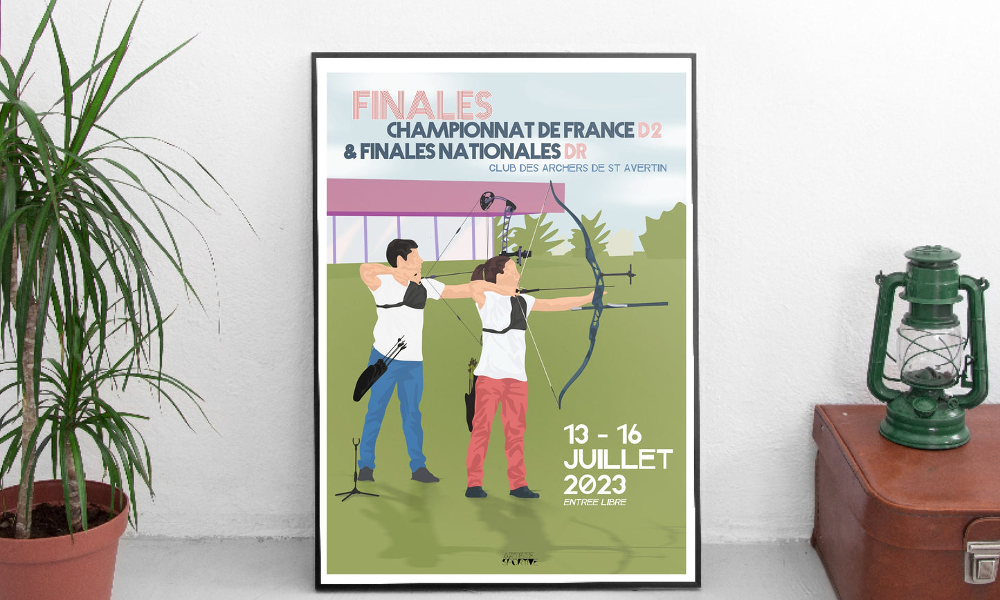 Affiche de tir à l'arc "'Championnats de France"