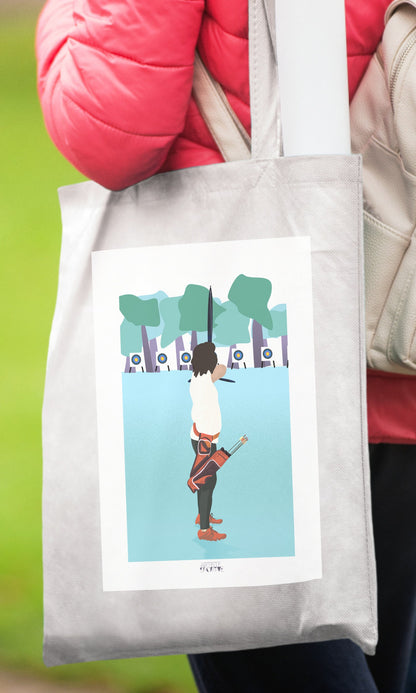 Tote bag ou sac de tir à l'arc "'L'archère " - personnalisable