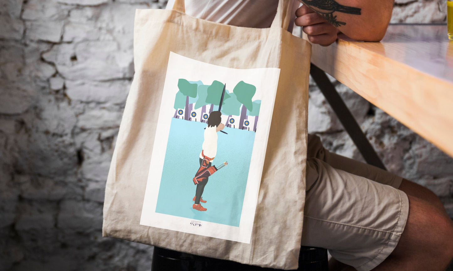 Tote bag ou sac de tir à l'arc "'L'archère " - personnalisable