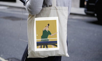 Tote bag ou sac Ping Pong "Le pongiste de tennis de table"