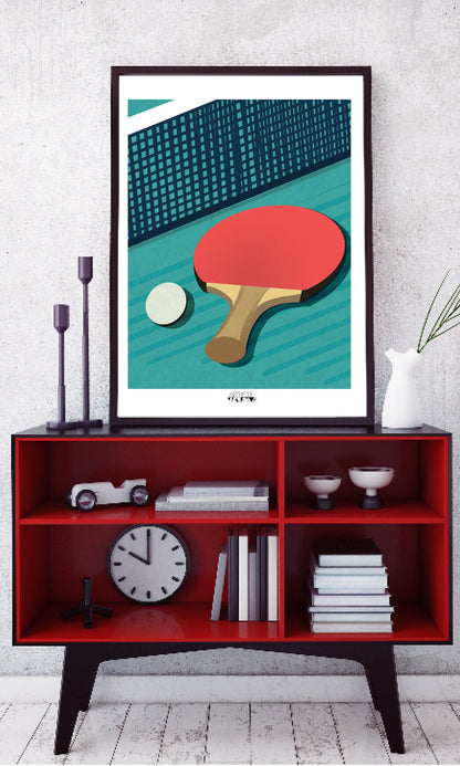 Ping Pong poster "The table tennis racket"