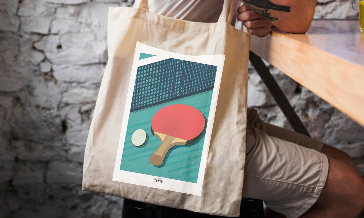 Tote bag ou sac Ping Pong "La raquette de tennis de table"