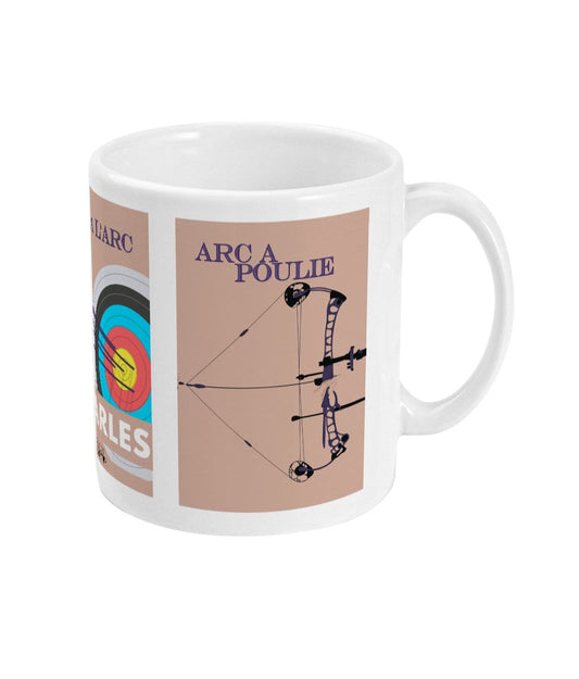Archery cup or mug "The target, the recurve and the compound bow" - customizable